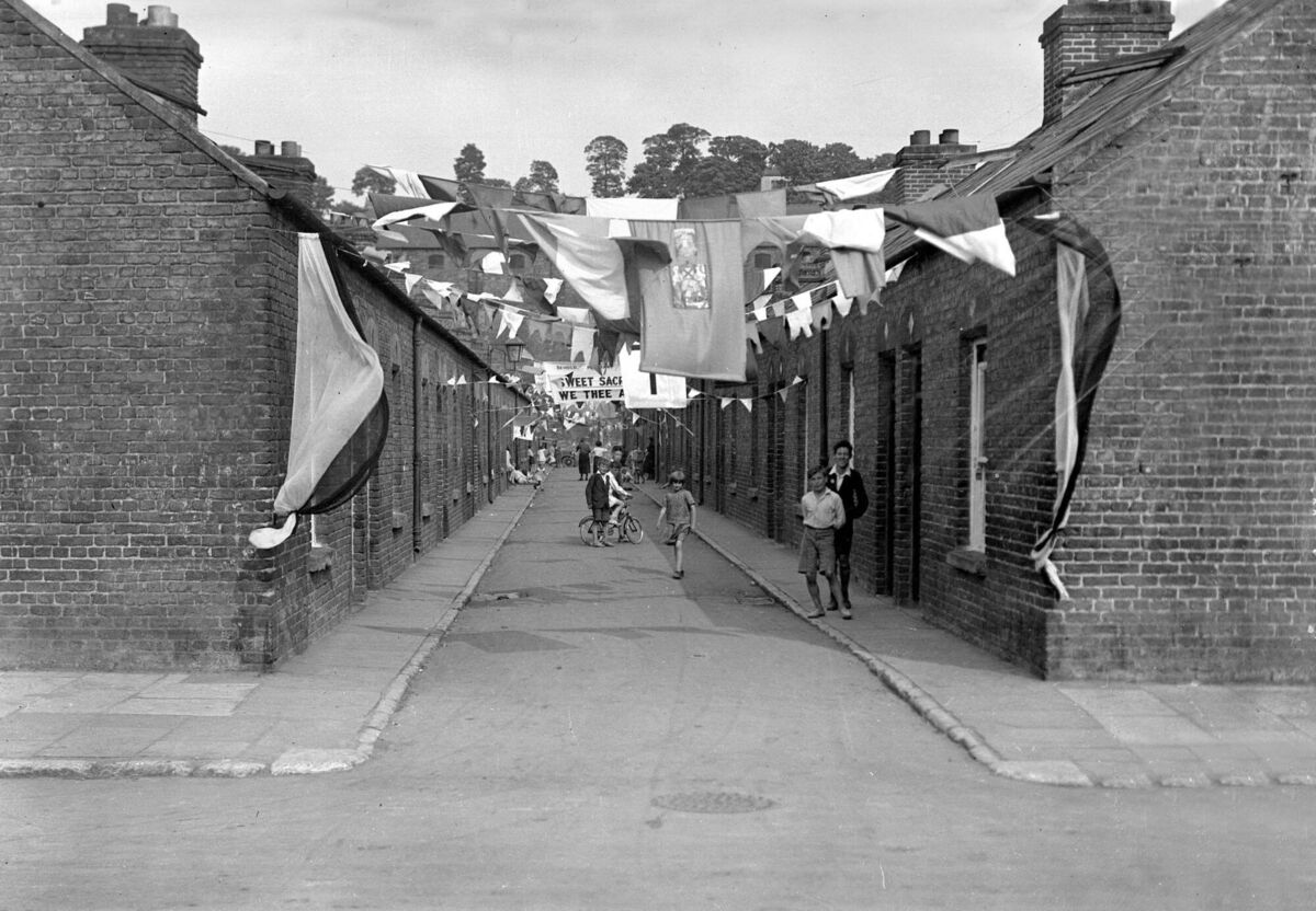 Madden's Buildings, Blackpool, Cork decorated for the International Eucharistic Congress being held in Dubln in 1932. Picture: Irish Examiner Archive