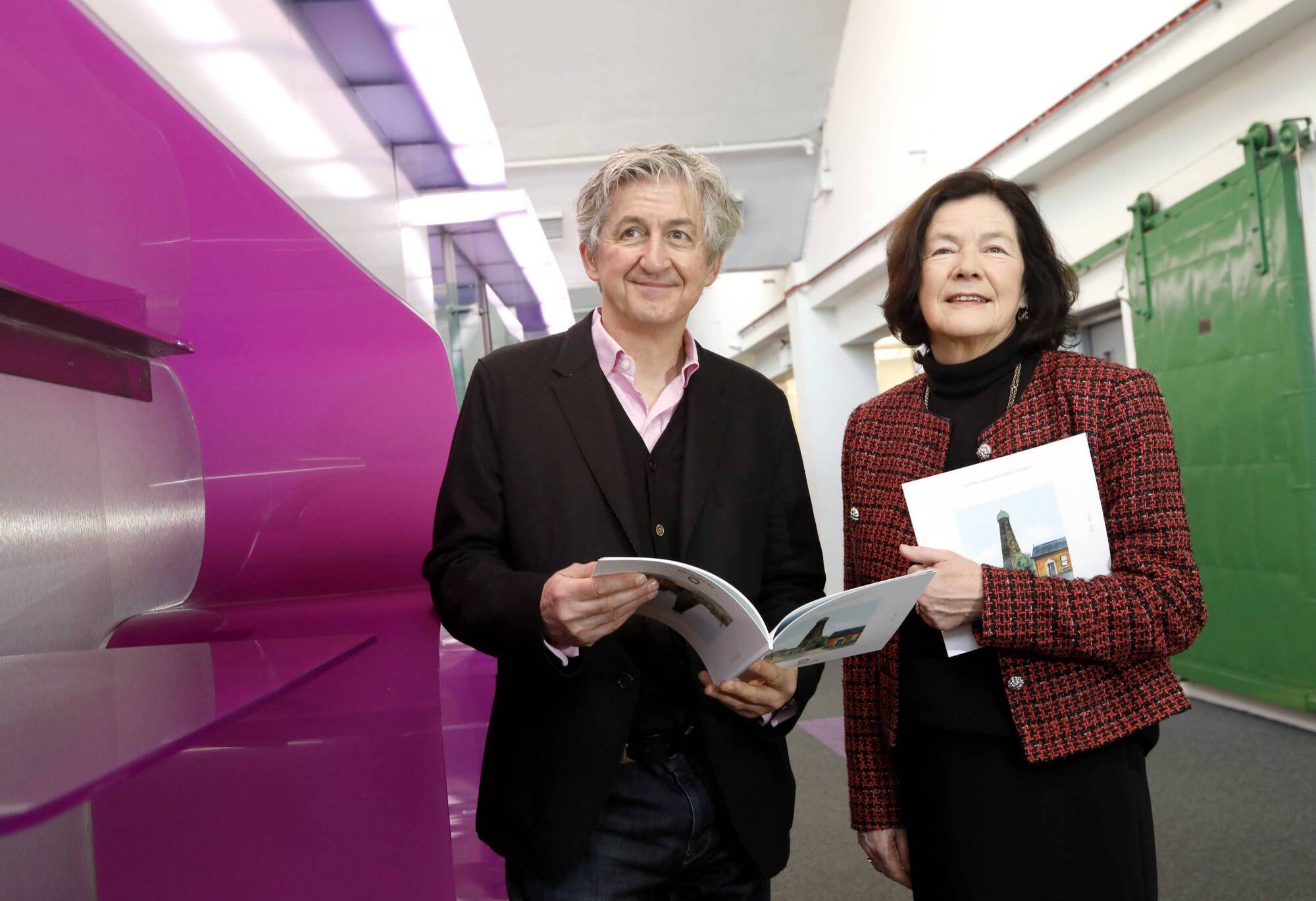 Fiach Mac Conghail, Chief Executive Officer, The Digital Hub, and Darina Kneafsey, Chair of the Digital Hub Development Agency. PHOTO: Mark Stedman