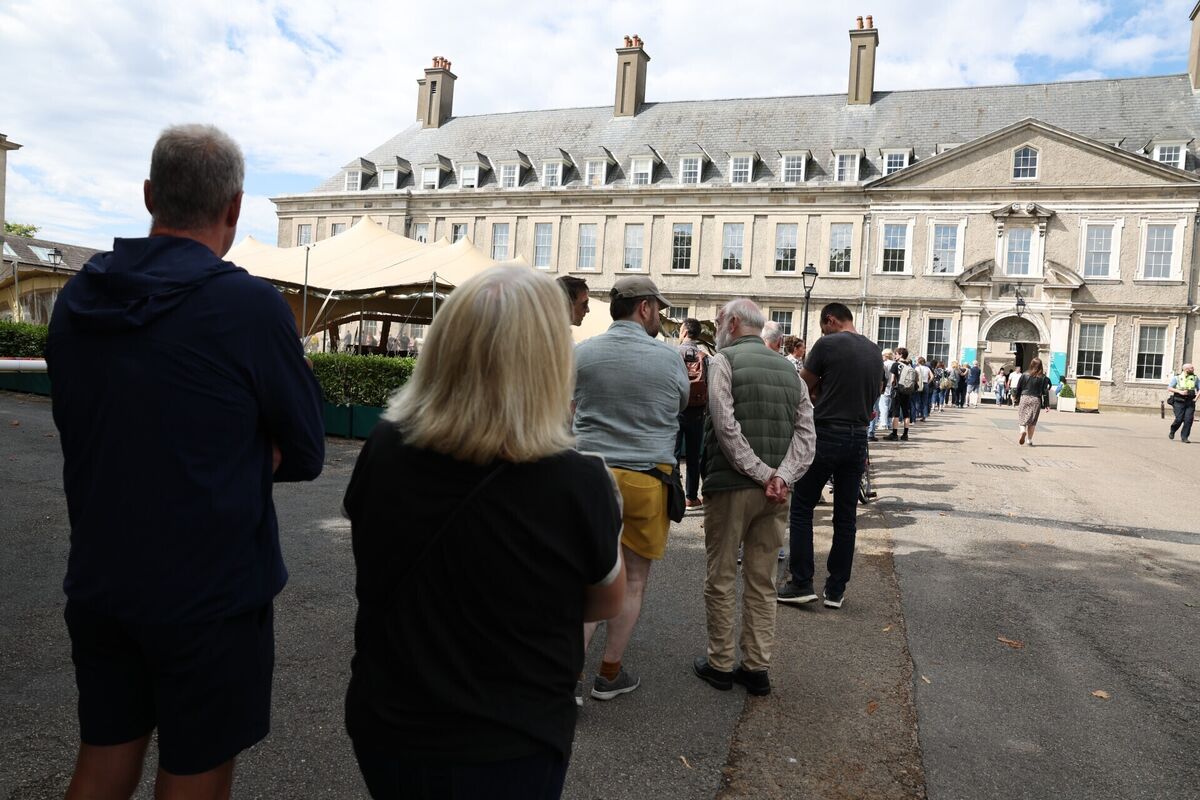 People queueing to attend a public wake for Glen Hansard at the Irish Museum of Modern Art (IMMA) in Dublin. Photo: Damien Eagers/PA Wire