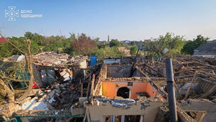 Houses were destroyed following a Russian missile attack in Odesa (Ukrainian Emergency Service via AP)