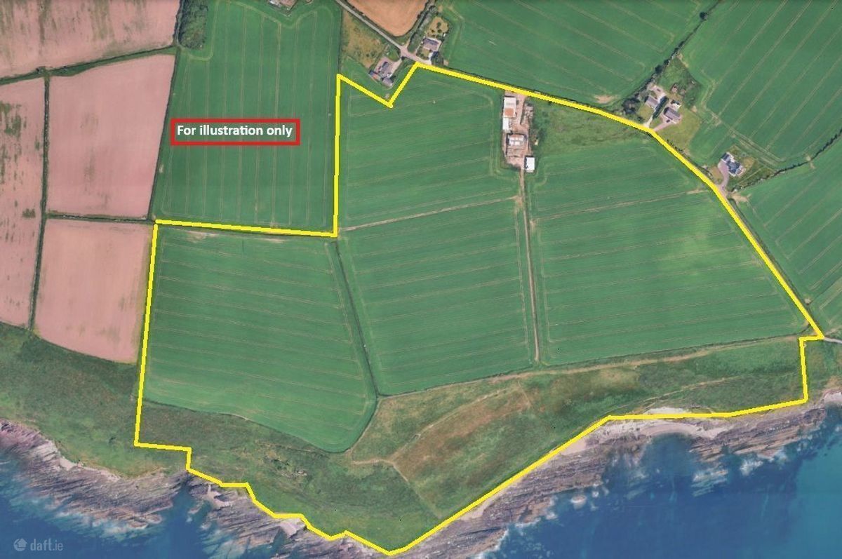 Marked aerial map of the 80-acre coastal farm, Finure, Whitegate, Co. Cork. Marked aerial map of the 80-acre coastal farm, Finure, Whitegate, Co. Cork.