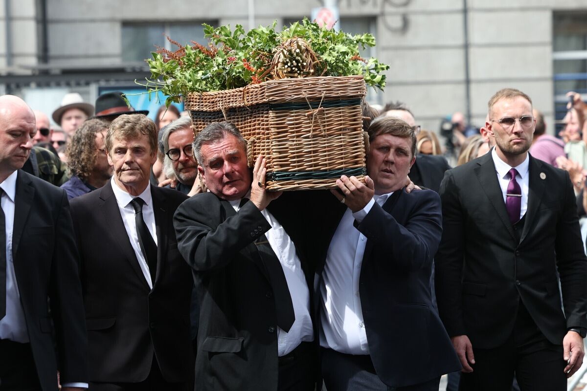 The coffin is brought into St Patrick's Cathedral in Dublin for the funeral of Glen Hansard. Picture: Damien Eagers/PA Wire