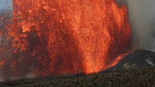 <p>This image released by the United States Geological Survey shows lava fountains from Kīlauea volcano on Monday, June 1, 2026, in Hawaii. (L. Gallant/USGS via AP)</p>