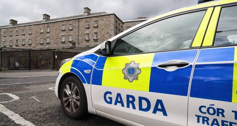Garda police car at Pearse Street Garda Station in Dublin, Ireland