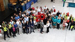 <p>“Twenty years young and two million strong” was the cause for celebration at Cork Airport on Tuesday as staff from across the airport campus gathered to mark a double milestone – the two millionth passenger of 2026 and the twentieth birthday of the terminal’s opening in 2006. Photo: Cork Airport. </p> <p>“Twenty years young and two million strong” was the cause for celebration at Cork Airport on Tuesday as staff from across the airport campus gathered to mark a double milestone – the two millionth passenger of 2026 and the twentieth birthday of the terminal’s opening in 2006. Photo: Cork Airport. </p>