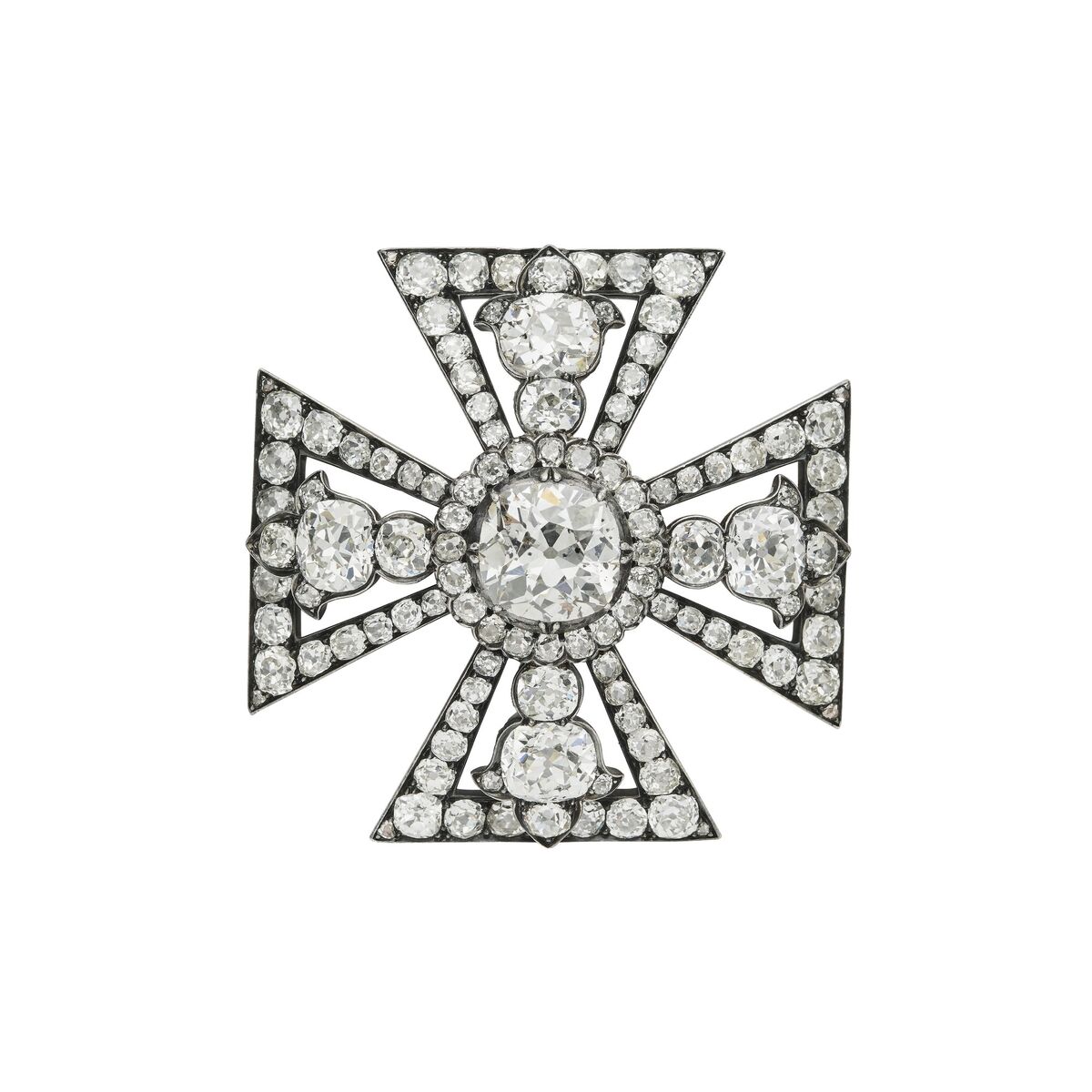 Maltese cross brooch set with diamonds. Maltese cross brooch set with diamonds.