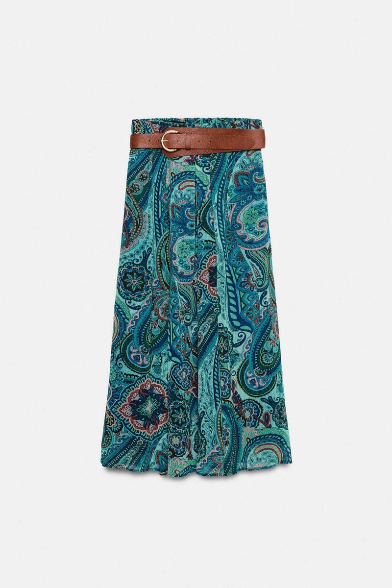 Printed Belted Skirt, €45.95, Zara.
