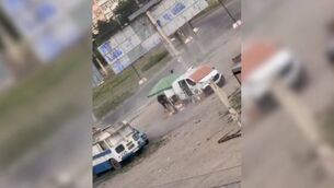 <p>Russian drone hunting Ukrainian market vendor</p>