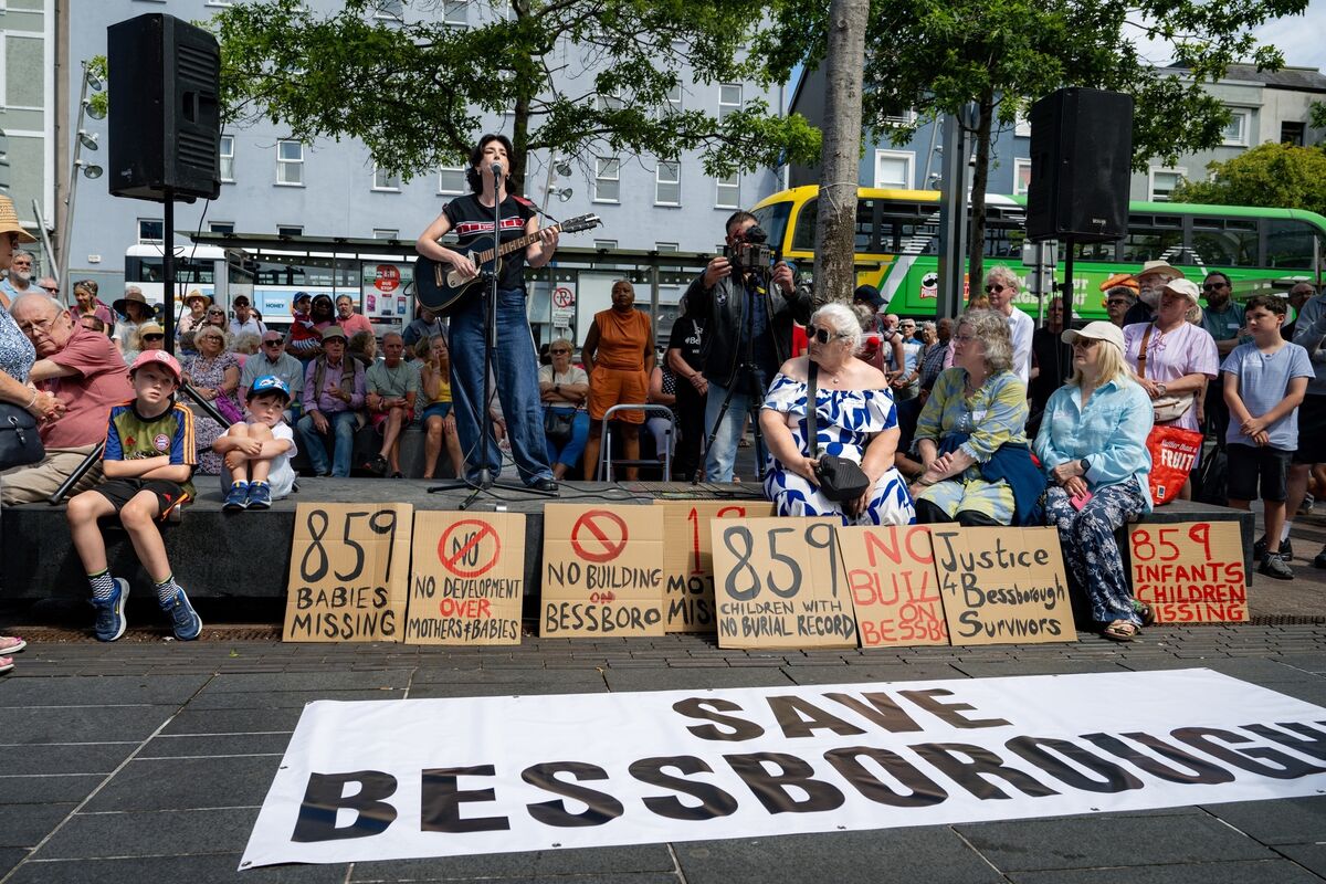 Faye O’Rourke performing on the Grand Parade in Cork City where approximately 1,000 people gathered last month to protest against the planned development of part of the former Bessborough Mother and Baby Home site, where 923 children are known to have died. Picture: Chani Anderson Faye O’Rourke performing on the Grand Parade in Cork City where approximately 1,000 people gathered last month to protest against the planned development of part of the former Bessborough Mother and Baby Home site, where 923 children are known to have died. Picture: Chani Anderson