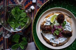Lamb Kofte with Tzatziki and Pickled Red Onion