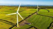 Wind turbines in Ireland aerial view