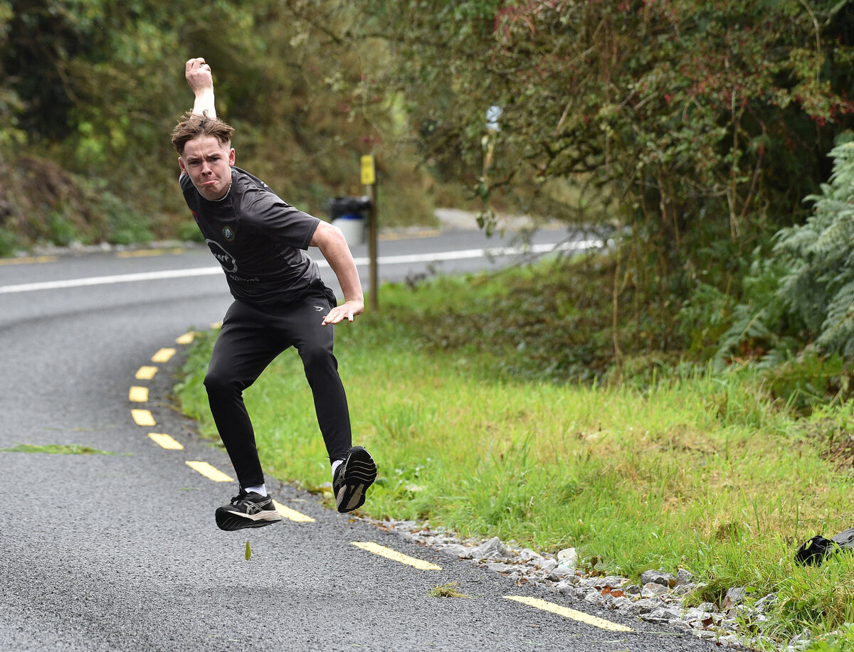  Eoghan McVeigh, representing Ulster, during the Jim Geary Invitational at the King and Queen of the Roads road bowling festival at Ballincurrig. Picture: Dan Linehan