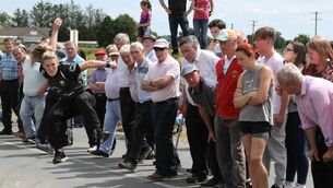 <p>FLYING HIGH: Road bowling legend Kelly Mallon in action.</p> <p>FLYING HIGH: Road bowling legend Kelly Mallon in action.</p>