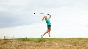 <p>IN THE SWING: Emma Fleming at the Men's &amp; Women's Home Internationals, Woodbrook Golf Club, Shankill. Picture: INPHO/Nick Elliott</p>