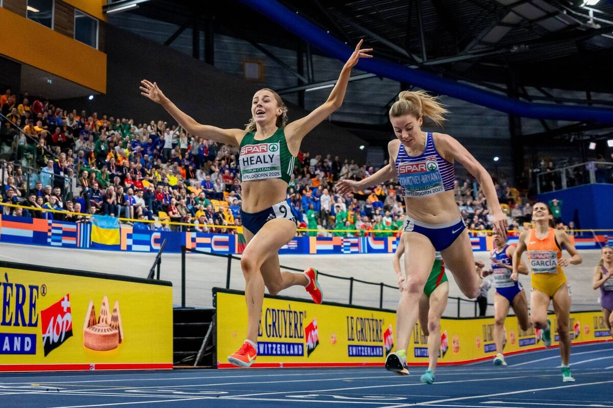 Ireland’s Sarah Healy celebrates winning the gold medal ahead of Great Britain’s Melissa Courtney-Bryant last year. Picture: INPHO/Morgan Treacy Ireland’s Sarah Healy celebrates winning the gold medal ahead of Great Britain’s Melissa Courtney-Bryant last year. Picture: INPHO/Morgan Treacy