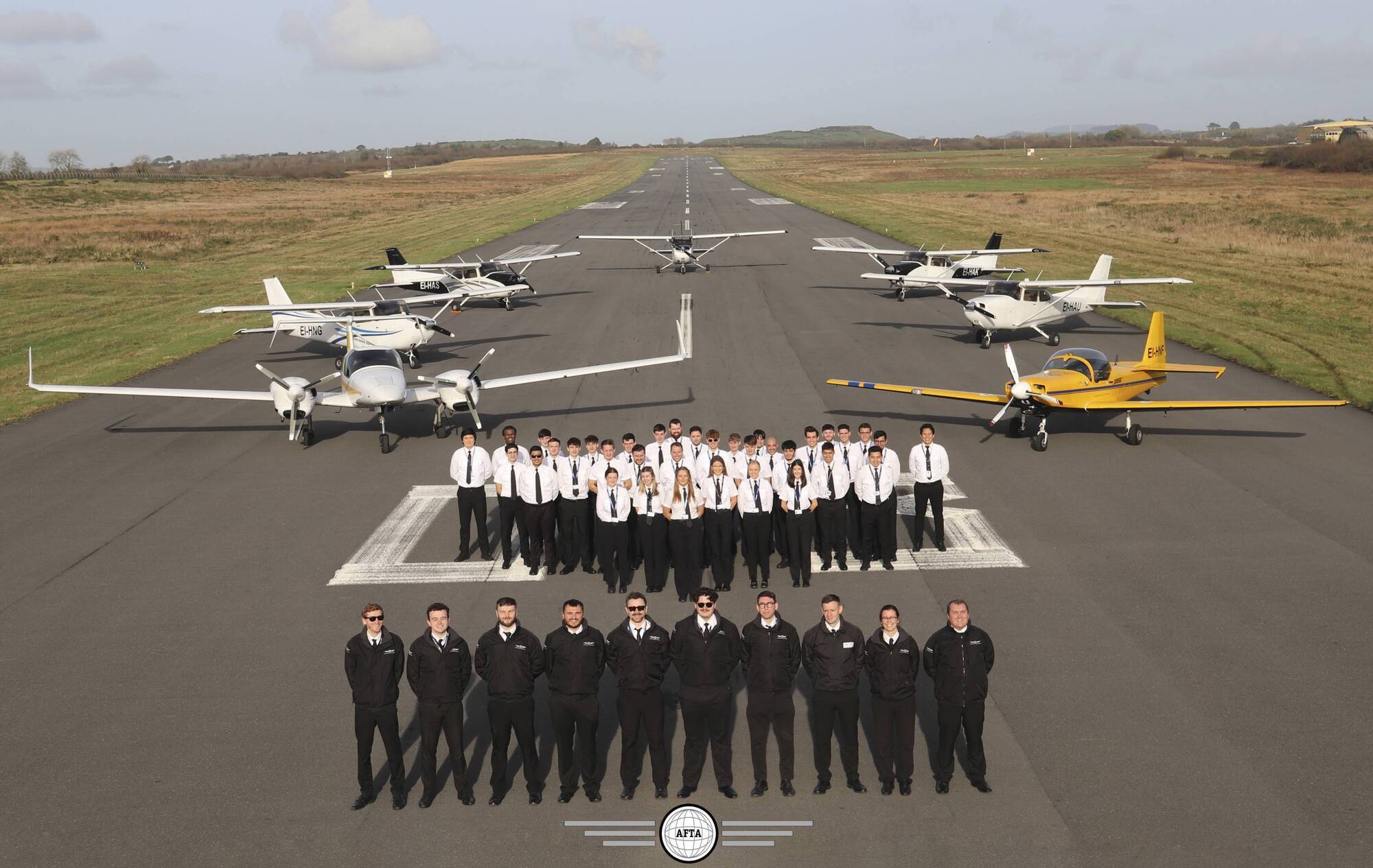 Atlantic Flight Training Academy pilot instructors and pilot cadets.