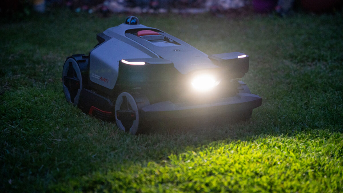 Built-in lights and LiDAR technology allow the mower to operate effectively in total darkness. Picture: Noel Campion Built-in lights and LiDAR technology allow the mower to operate effectively in total darkness. Picture: Noel Campion