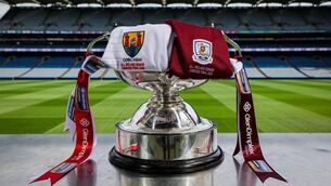 <p>FINAL COUNTDOWN: Pictured is the O'Duffy Cup ahead of the 2026 Glen Dimplex All-Ireland Senior Camogie Championship final set to take place between Cork and Galway this Sunday. Pic: ©INPHO/Ryan Byrne.</p>