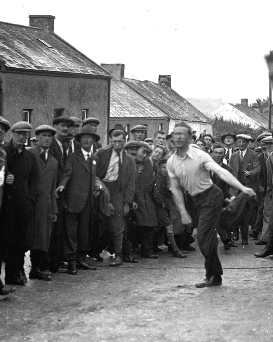 George Betson lets fly to get the Munster Road Bowling Championship underway at Dublin Hill, Cork, in July 1936. Picture: Irish Examiner Archive George Betson lets fly to get the Munster Road Bowling Championship underway at Dublin Hill, Cork, in July 1936. Picture: Irish Examiner Archive