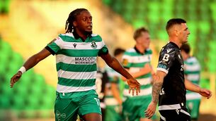 <p>Jonathan Afolabi's 38th minute goal turned out to be the winner for Shamrock Rovers against Dundalk. Pic: ©INPHO/Ryan Byrne</p> <p>Jonathan Afolabi's 38th minute goal turned out to be the winner for Shamrock Rovers against Dundalk. Pic: ©INPHO/Ryan Byrne</p>