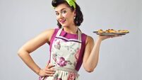 Beautiful woman  with yummy biscuits.