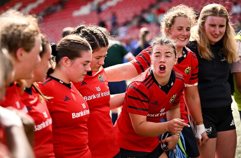 GREAT DAY AT OFFICE: Munster captain Maeve Óg O’Leary talks to her teammates after their side's victory in the Vodafone Womens Interprovincial Championship Round 1 match between Munster and Leinster at Virgin Media Park in Cork. Photo by Seb Daly/Sportsfile GREAT DAY AT OFFICE: Munster captain Maeve Óg O’Leary talks to her teammates after their side's victory in the Vodafone Womens Interprovincial Championship Round 1 match between Munster and Leinster at Virgin Media Park in Cork. Photo by Seb Daly/Sportsfile