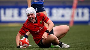 <p>UNSTOPPABLE: Beth Buttimer of Munster celebrates after scoring her side's third try during the Vodafone Womens Interprovincial Championship Round 1 match between Munster and Leinster at Virgin Media Park in Cork. Photo by Seb Daly/Sportsfile</p> <p>UNSTOPPABLE: Beth Buttimer of Munster celebrates after scoring her side's third try during the Vodafone Womens Interprovincial Championship Round 1 match between Munster and Leinster at Virgin Media Park in Cork. Photo by Seb Daly/Sportsfile</p>