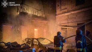 Emergency services work to extinguish a fire in Odesa, Ukraine (Ukrainian Emergency Service via AP) Emergency services work to extinguish a fire in Odesa, Ukraine (Ukrainian Emergency Service via AP)