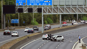 <p>Gardaí at the scene of the crash on Sunday. Picture: Conor Ó Mearáin / Collins Photo Agency</p> <p>Gardaí at the scene of the crash on Sunday. Picture: Conor Ó Mearáin / Collins Photo Agency</p>