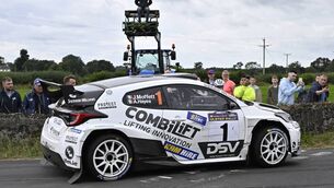 <p>Monaghan's Josh Moffett and his Wexford co-driver Andy Hayes (Toyota GR Yaris Rally2) won the Modern Tyres Ulster Rally, the penultimate round of the Irish Tarmac Rally Championship. Picture: Martin Walsh. </p>