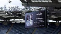 A view of a memorial for John Egan ahead of the match 9/8/2026