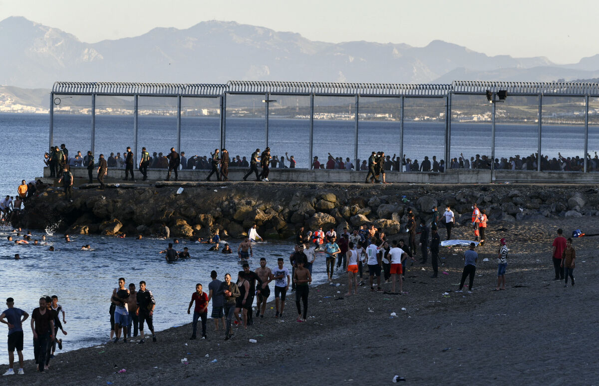 Flashback to 2021 when people from Morocco swam or walked into the Spanish territory of Ceuta. File picture: Antonio Sempere/Europa Press/AP Flashback to 2021 when people from Morocco swam or walked into the Spanish territory of Ceuta. File picture: Antonio Sempere/Europa Press/AP