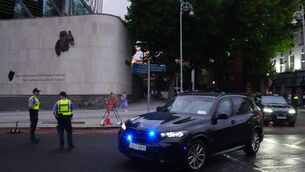 <p>Garda vehicles leaving the Criminal Courts of Justice in Dublin, where Daniel Kinahan has been remanded in custody charged with directing an organised crime group, after being extradited from Dubai. Picture: Brian Lawless/PA Wire</p> <p>Garda vehicles leaving the Criminal Courts of Justice in Dublin, where Daniel Kinahan has been remanded in custody charged with directing an organised crime group, after being extradited from Dubai. Picture: Brian Lawless/PA Wire</p>