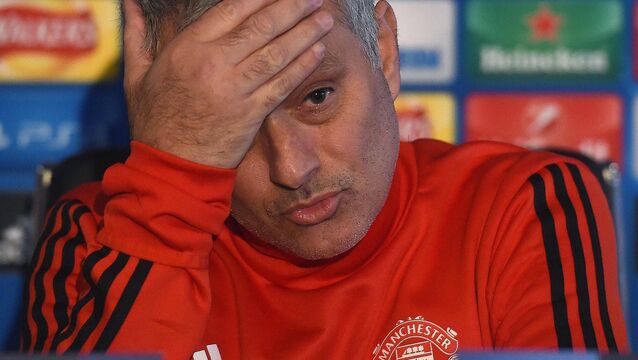 <p>Jose Mourinho has revealed he signed a contract to succeed Alex Ferguson as Manchester United manager in 2013 only to tearfully renege on the deal and return to Chelsea. Pic: PAUL ELLIS/AFP/Getty Images.</p>