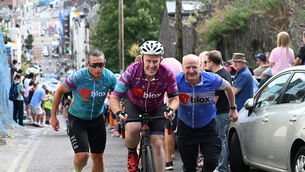 <p> Riders faced an uphill struggle at the finish of the Tour de Munster charity cycle at St Patrick's Hill, Cork City on Sunday. </p> <p> Riders faced an uphill struggle at the finish of the Tour de Munster charity cycle at St Patrick's Hill, Cork City on Sunday. </p>