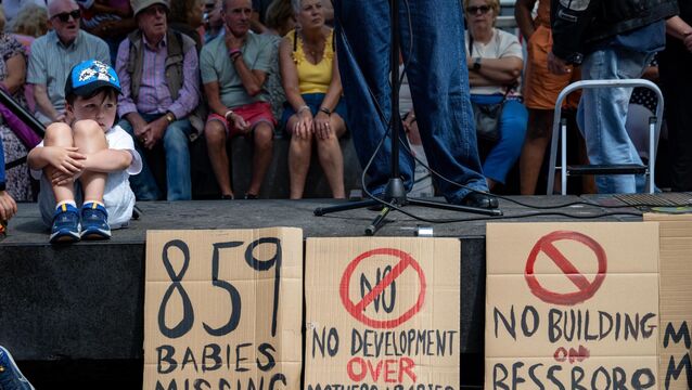 <p>A demonstration in Cork City last month, where some 1,000 people gathered to protest against the planned development of part of the former Bessborough Mother and Baby Home site. Picture: Chani Anderson </p>