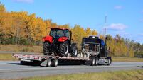 New tractor on a semi truck trailer