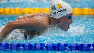 <p>Róisín Ní Ríain of Ireland on her way to winning bronze in the Women’s 100m Butterfly S13, Swimming Championships at the OCBC Aquatic Centre in Singapore. Pic: Ian MacNicol/Sportsfile</p>