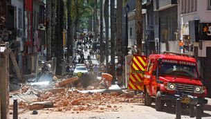 <p>Members of an urban rescue team work after an earthquake in Manizales, Colombia, on Monday. Picture: John Bonilla/Getty Images)</p> <p>Members of an urban rescue team work after an earthquake in Manizales, Colombia, on Monday. Picture: John Bonilla/Getty Images)</p>