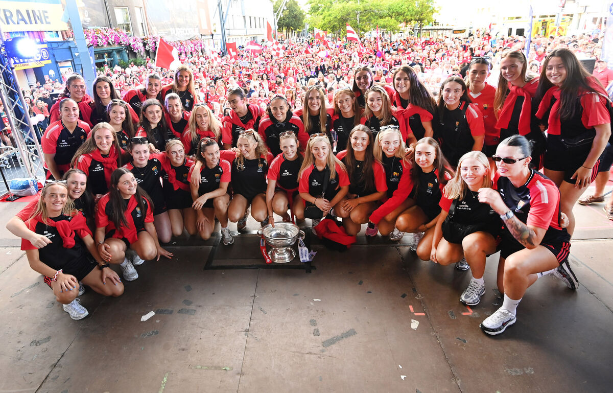 The All-Ireland camogie final winning team at the homecoming in Cork City Centre. Picture: Eddie O'Hare The All-Ireland camogie final winning team at the homecoming in Cork City Centre. Picture: Eddie O'Hare