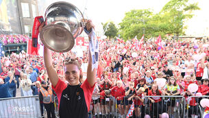 <p> Cork captain Méabh Cahalane hoisting the O'Duffy Cup aloft to the delight of the crowd at the homecoming on Grand Parade for the All-Ireland Camogie senior final winners. Picture: Eddie O'Hare</p> <p> Cork captain Méabh Cahalane hoisting the O'Duffy Cup aloft to the delight of the crowd at the homecoming on Grand Parade for the All-Ireland Camogie senior final winners. Picture: Eddie O'Hare</p>