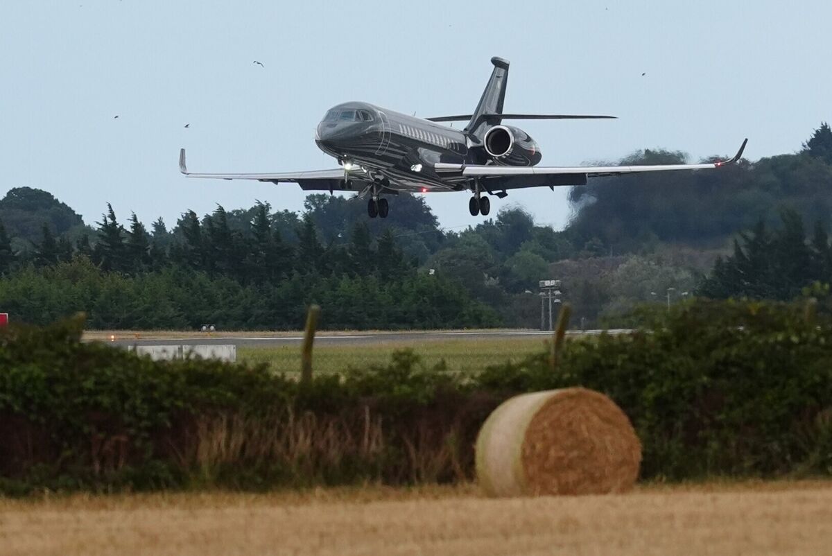 An Irish government plane carrying Daniel Kinahan lands at Casement Aerodrome on Sunday. Photo: Brian Lawless/PA An Irish government plane carrying Daniel Kinahan lands at Casement Aerodrome on Sunday. Photo: Brian Lawless/PA