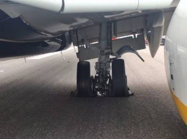 Ryanair plane suffers four tyre blowouts after anti-skid system disabled, investigation finds. Picture: Investigation report Ryanair plane suffers four tyre blowouts after anti-skid system disabled, investigation finds. Picture: Investigation report
