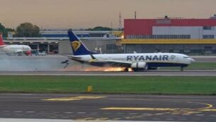 <p>Ryanair plane suffers four tyre blowouts after anti-skid system disabled, investigation finds. Picture: Investigation report</p> <p>Ryanair plane suffers four tyre blowouts after anti-skid system disabled, investigation finds. Picture: Investigation report</p>