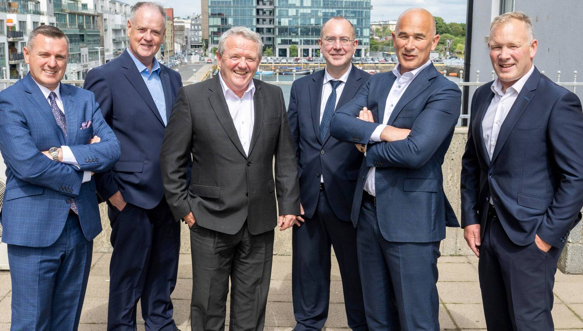 Michael Flaherty, Frank Murtagh and John O’Beirn of OMB Chartered Accountants, with Bruce Stanley, Mark Butler, and Finbarr Gantley of HLB Ireland. 