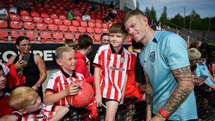 <p>James McClean during a Derry City open training session at The Ryan McBride Brandywell Stadium. Pic: Ramsey Cardy/Sportsfile</p>
