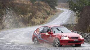 <p>Eoin McCarthy and his co-driver Daniel O’Brien on the Killarney Forest Rally in 2022. Picture: Martin Walsh.</p>