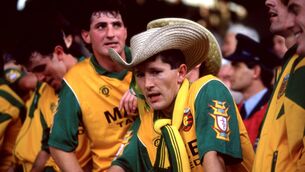 <p>James McHugh celebrates Donegal's win in 1992. Taoiseach Micheál Martin led the tributes to Mr McHugh. File picture: James Meehan/Inpho</p> <p>James McHugh celebrates Donegal's win in 1992. Taoiseach Micheál Martin led the tributes to Mr McHugh. File picture: James Meehan/Inpho</p>
