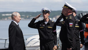 The Russian president was speaking on a visit to a warship taking part in a naval exercise in the Pacific (Gavriil Grigorov, Sputnik, Kremlin Pool Photo via AP) The Russian president was speaking on a visit to a warship taking part in a naval exercise in the Pacific (Gavriil Grigorov, Sputnik, Kremlin Pool Photo via AP)