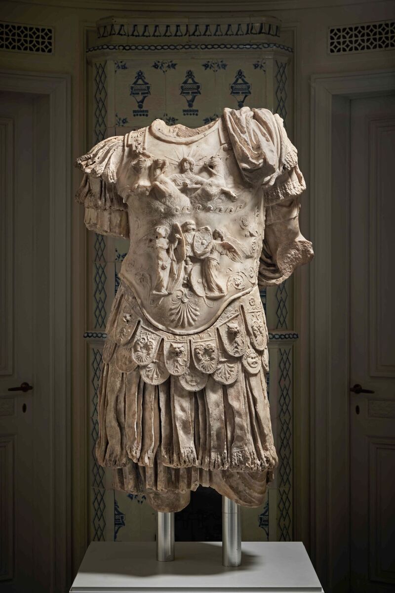 A marble torso of a Roman Emperor probably representing Augustus, Tiberius or Claudius. A marble torso of a Roman Emperor probably representing Augustus, Tiberius or Claudius.